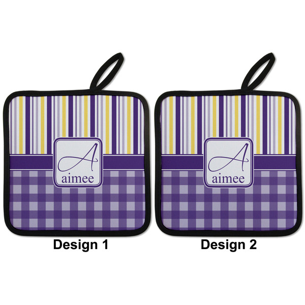 Purple Gingham & Stripe Pot Holders - Set of 2 APPROVAL