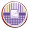 Purple Gingham & Stripe Printed Icing Circle - Large - On Cookie