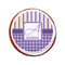 Purple Gingham & Stripe Printed Icing Circle - Small - On Cookie