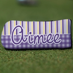 Purple Gingham & Stripe Blade Putter Cover (Personalized)