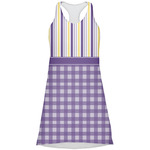 Purple Gingham & Stripe Racerback Dress