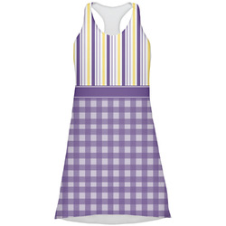 Purple Gingham & Stripe Racerback Dress