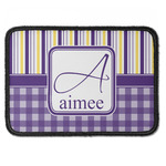 Purple Gingham & Stripe Iron On Rectangle Patch w/ Name and Initial