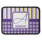 Purple Gingham & Stripe Iron On Rectangle Patch w/ Name and Initial