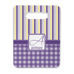 Purple Gingham & Stripe Rectangular Trivet with Handle (Personalized)