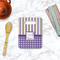 Purple Gingham & Stripe Rectangle Trivet with Handle - LIFESTYLE
