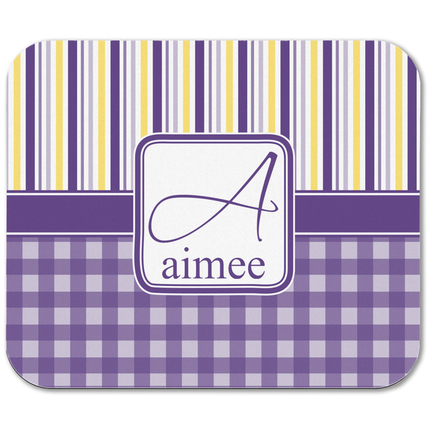 Purple Gingham & Stripe Rectangular Mouse Pad - APPROVAL
