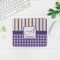 Purple Gingham & Stripe Rectangular Mouse Pad - LIFESTYLE 2