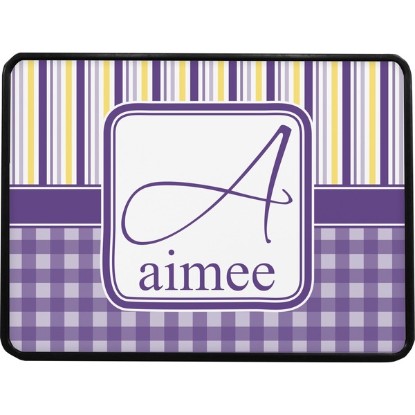 Purple Gingham & Stripe Rectangular Trailer Hitch Cover (Personalized)