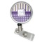 Purple Gingham & Stripe Retractable Badge Reel (Personalized)