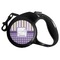 Purple Gingham & Stripe Retractable Dog Leash (Personalized)
