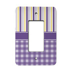 Purple Gingham & Stripe Rocker Style Light Switch Cover - Single Switch