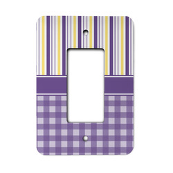 Purple Gingham & Stripe Rocker Style Light Switch Cover - Single Switch
