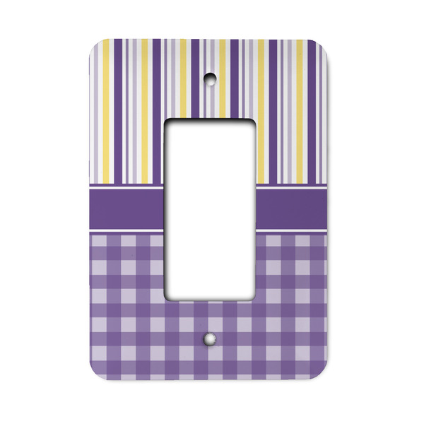 Custom Purple Gingham & Stripe Rocker Style Light Switch Cover