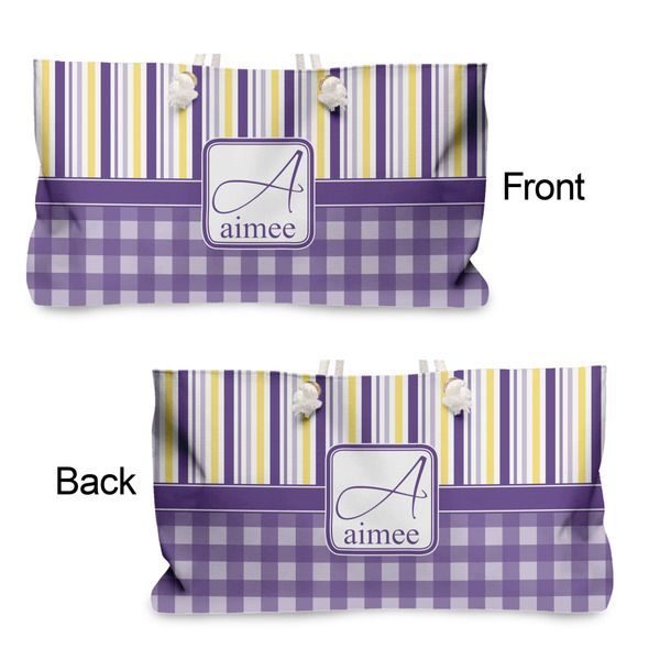 Purple Gingham & Stripe Large Rope Tote - From & Back View