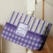 Purple Gingham & Stripe Large Rope Tote - Life Style