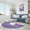 Purple Gingham & Stripe Round Area Rug - IN CONTEXT