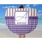Purple Gingham & Stripe Round Beach Towel - In Use