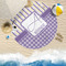 Purple Gingham & Stripe Round Beach Towel Lifestyle