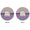 Purple Gingham & Stripe Round Linen Placemats - APPROVAL (double sided)