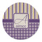 Purple Gingham & Stripe Round Linen Placemats - FRONT (Double Sided)