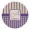 Purple Gingham & Stripe Round Linen Placemats - FRONT (Single Sided)