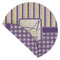 Purple Gingham & Stripe Round Linen Placemats - Front (folded corner double sided)