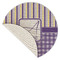 Purple Gingham & Stripe Round Linen Placemats - Front (folded corner single sided)