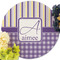 Purple Gingham & Stripe Round Linen Placemats - Front (w flowers)