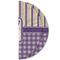 Purple Gingham & Stripe Round Linen Placemats - HALF FOLDED (double sided)