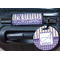 Purple Gingham & Stripe Round Luggage Tag & Handle Wrap - In Context