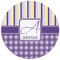 Purple Gingham & Stripe Round Mousepad - APPROVAL