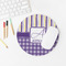 Purple Gingham & Stripe Round Mousepad - LIFESTYLE 2