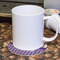 Purple Gingham & Stripe Round Paper Coaster - With Mug