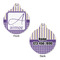 Purple Gingham & Stripe Round Pet ID Tag - Large - Approval