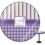 Purple Gingham & Stripe Round Table - 30" (Personalized)