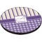 Purple Gingham & Stripe Round Table Top (Angle Shot)