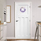 Purple Gingham & Stripe Round Wall Decal on Door