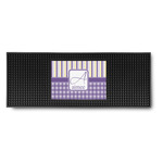 Purple Gingham & Stripe Rubber Bar Mat (Personalized)