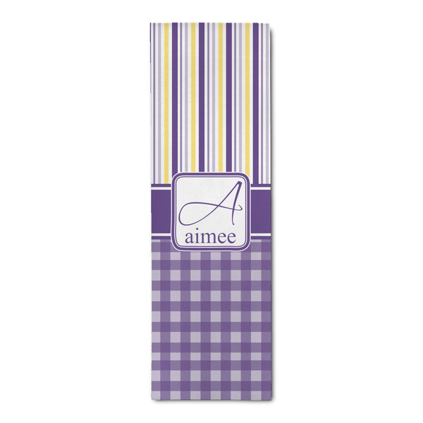 Custom Purple Gingham & Stripe Runner Rug - 2.5'x8' w/ Name and Initial