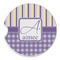 Purple Gingham & Stripe Sandstone Car Coaster - Single