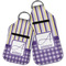 Purple Gingham & Stripe Sanitizer Holder Keychain - Parent Main
