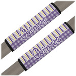 Purple Gingham & Stripe Seat Belt Covers (Set of 2) (Personalized)