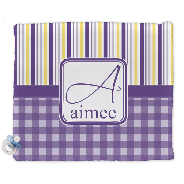 Custom Purple Gingham & Stripe Security Blankets - Double Sided (Personalized)