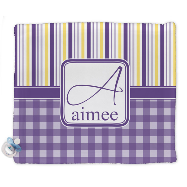 Custom Purple Gingham & Stripe Security Blanket (Personalized)