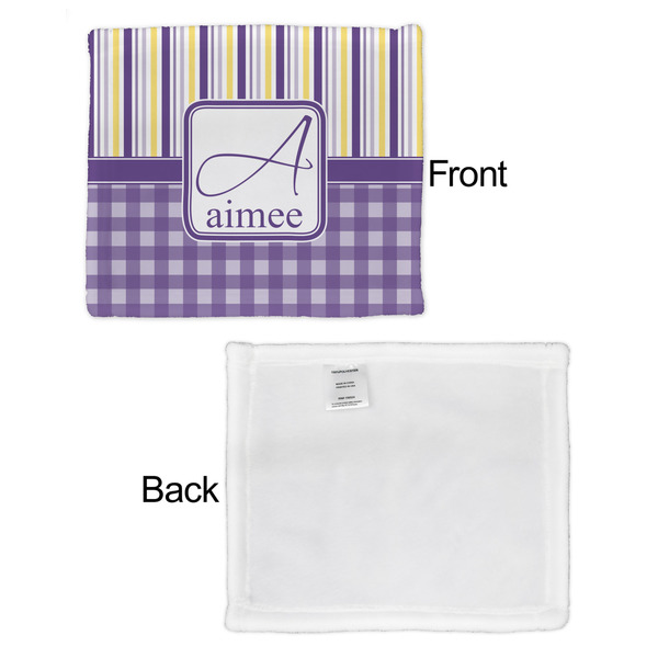 Purple Gingham & Stripe Security Blanket - Front & White Back View