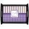 Purple Gingham & Stripe Black Wooden Tray - Large (Personalized)