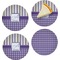 Purple Gingham & Stripe Set of Appetizer / Dessert Plates