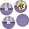 Purple Gingham & Stripe Set of Lunch / Dinner Plates
