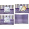 Purple Gingham & Stripe Set of Rectangular Appetizer / Dessert Plates